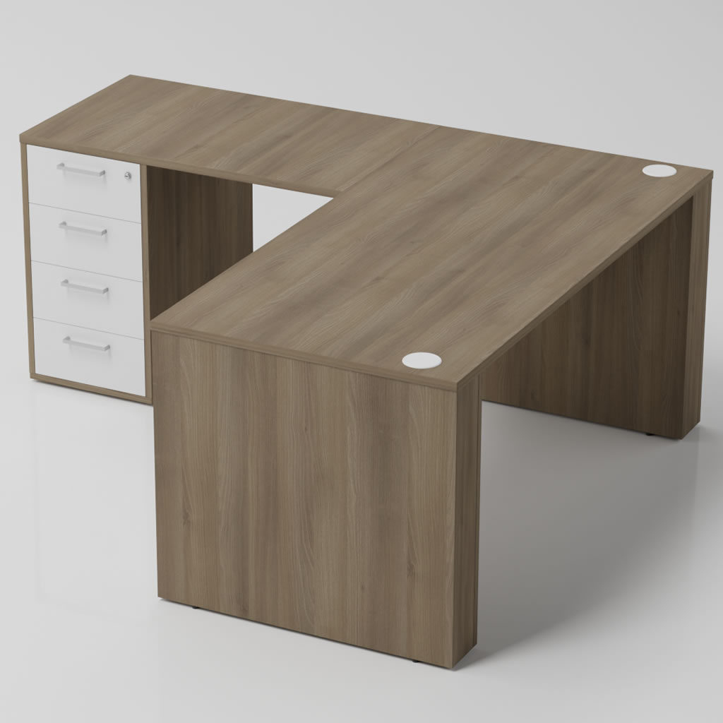 Secretaria Opertativa Master em L Com Modulo 4 gavetas